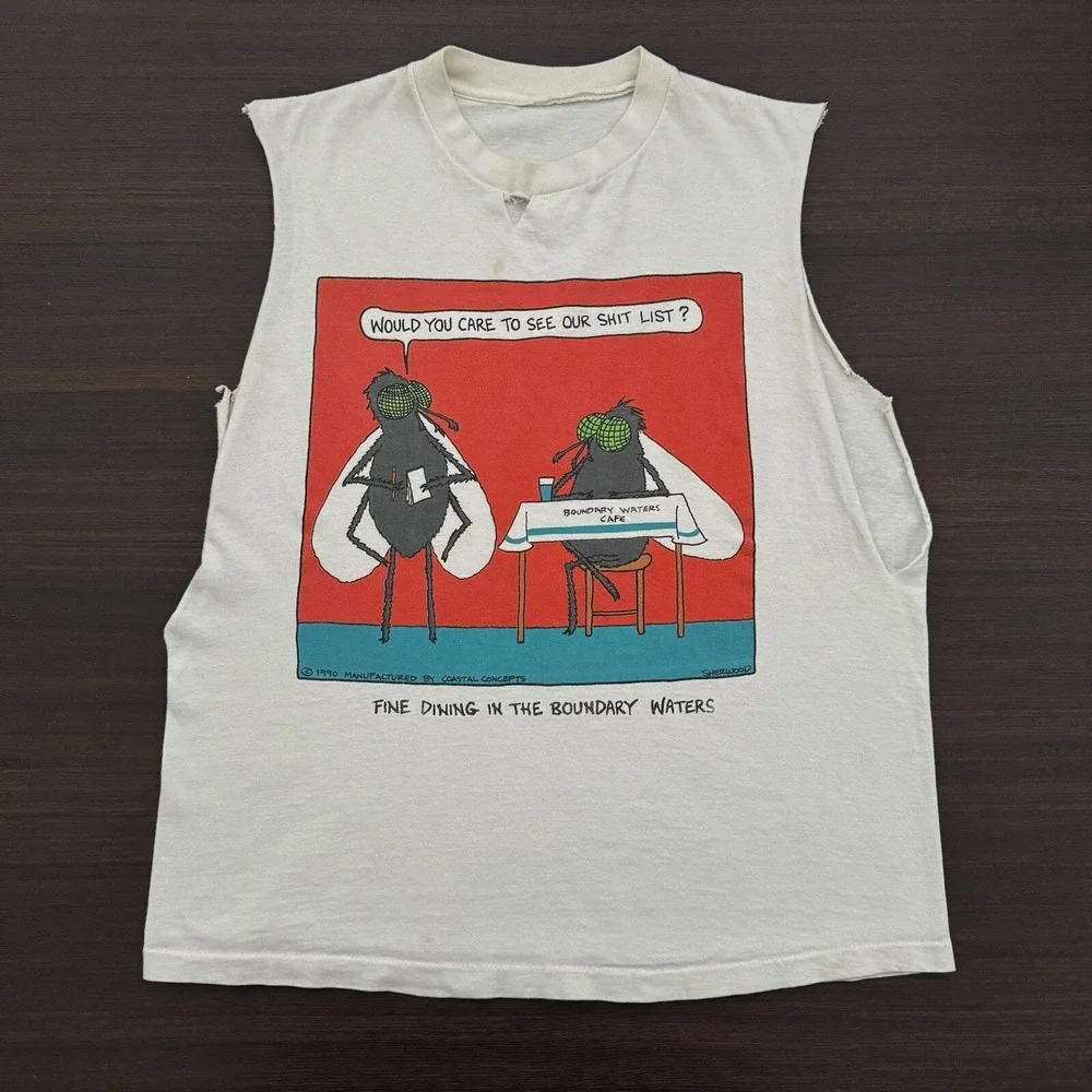 Vintage Coastal Concepts 1991 Fly's Bugs Shirt - Boundary Waters Cafe - Medium